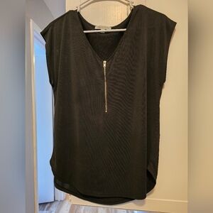 Green Envelope Black Zipper Blouse